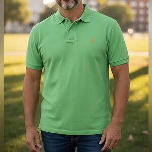 Polo Ralph Lauren Mens Polo Shirt Green Short Sleeve Orange Pony Sz 2XLT